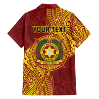 Personalised Tonga Vava'u High School Family Matching Off The Shoulder Long Sleeve Dress and Hawaiian Shirt Since 1985 Special Kupesi Pattern LT9 - Polynesian Pride