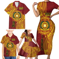 Personalised Tonga Vava'u High School Family Matching Short Sleeve Bodycon Dress and Hawaiian Shirt Since 1985 Special Kupesi Pattern LT9 - Polynesian Pride