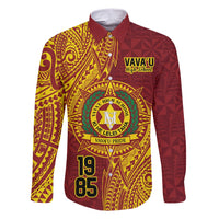 Personalised Tonga Vava'u High School Family Matching Short Sleeve Bodycon Dress and Hawaiian Shirt Since 1985 Special Kupesi Pattern LT9 Dad's Shirt - Long Sleeve Red - Polynesian Pride