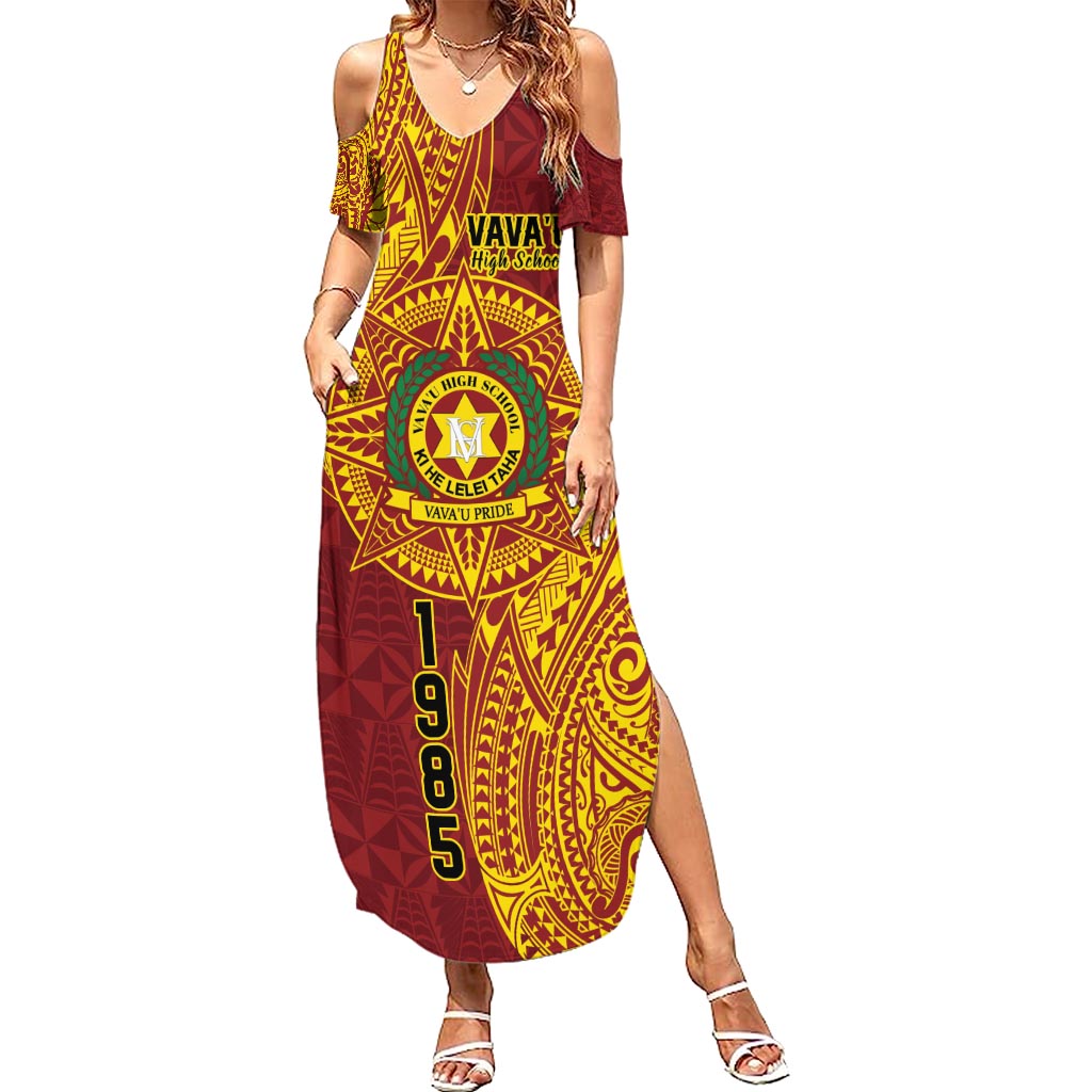 Personalised Tonga Vava'u High School Family Matching Summer Maxi Dress and Hawaiian Shirt Since 1985 Special Kupesi Pattern