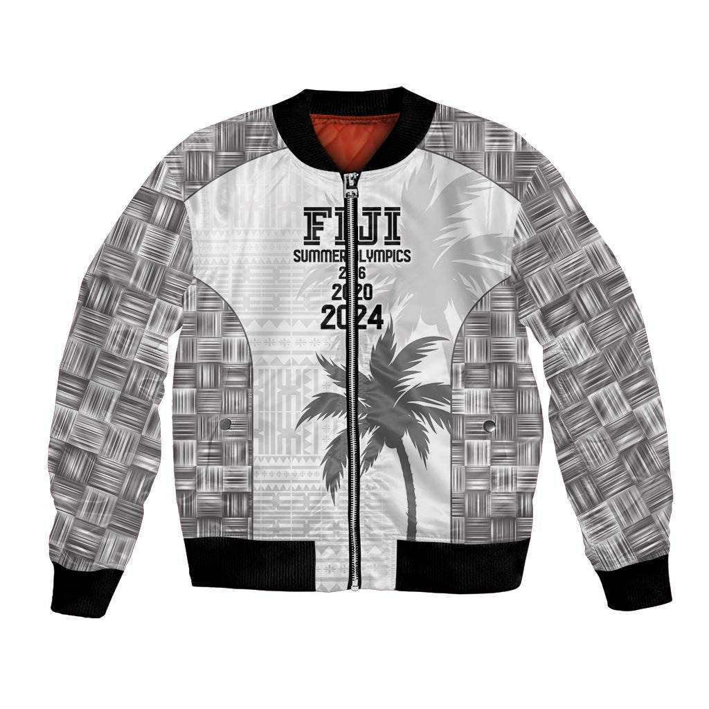 Custom Fiji Rugby Bomber Jacket History Champions World Cup 7s - White LT9 Unisex White - Polynesian Pride