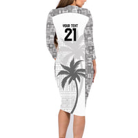 Custom Fiji Rugby Family Matching Long Sleeve Bodycon Dress and Hawaiian Shirt History Champions World Cup 7s - White LT9 - Polynesian Pride