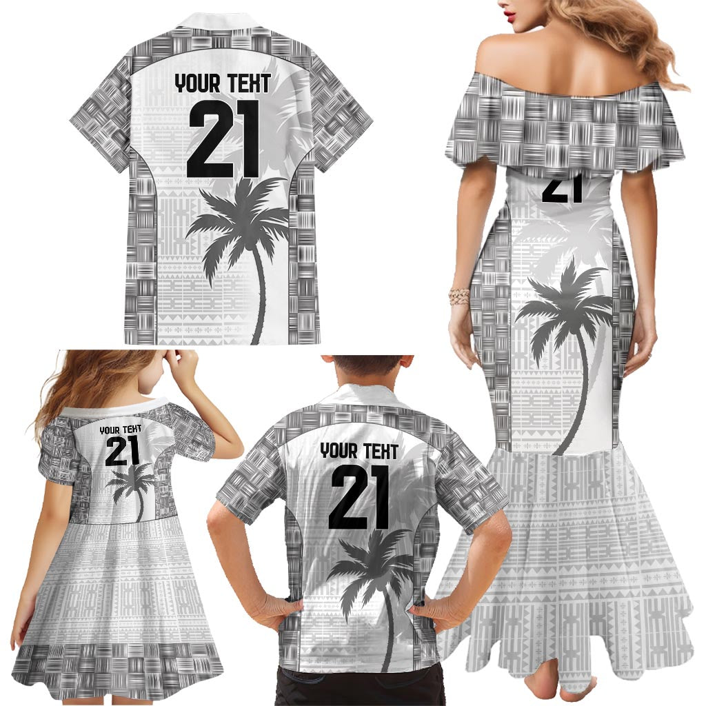 Custom Fiji Rugby Family Matching Mermaid Dress and Hawaiian Shirt History Champions World Cup 7s - White LT9 - Polynesian Pride