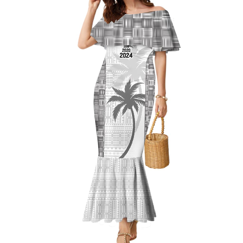 Custom Fiji Rugby Family Matching Mermaid Dress and Hawaiian Shirt History Champions World Cup 7s - White LT9 Mom's Dress White - Polynesian Pride