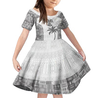 Custom Fiji Rugby Family Matching Off The Shoulder Long Sleeve Dress and Hawaiian Shirt History Champions World Cup 7s - White LT9 Daughter's Dress White - Polynesian Pride