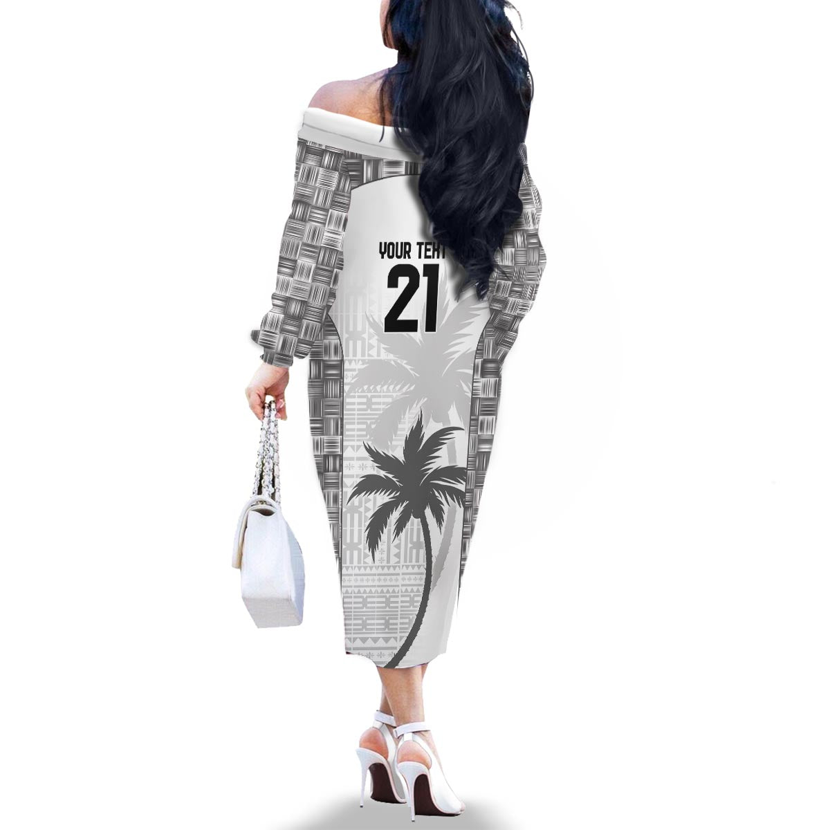 Custom Fiji Rugby Family Matching Off The Shoulder Long Sleeve Dress and Hawaiian Shirt History Champions World Cup 7s - White LT9 - Polynesian Pride