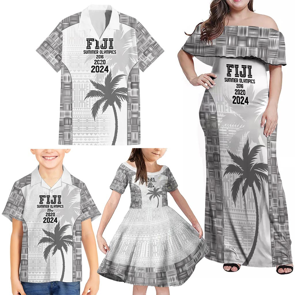 Custom Fiji Rugby Family Matching Off Shoulder Maxi Dress and Hawaiian Shirt History Champions World Cup 7s - White LT9 - Polynesian Pride