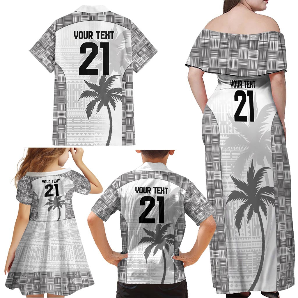 Custom Fiji Rugby Family Matching Off Shoulder Maxi Dress and Hawaiian Shirt History Champions World Cup 7s - White LT9 - Polynesian Pride