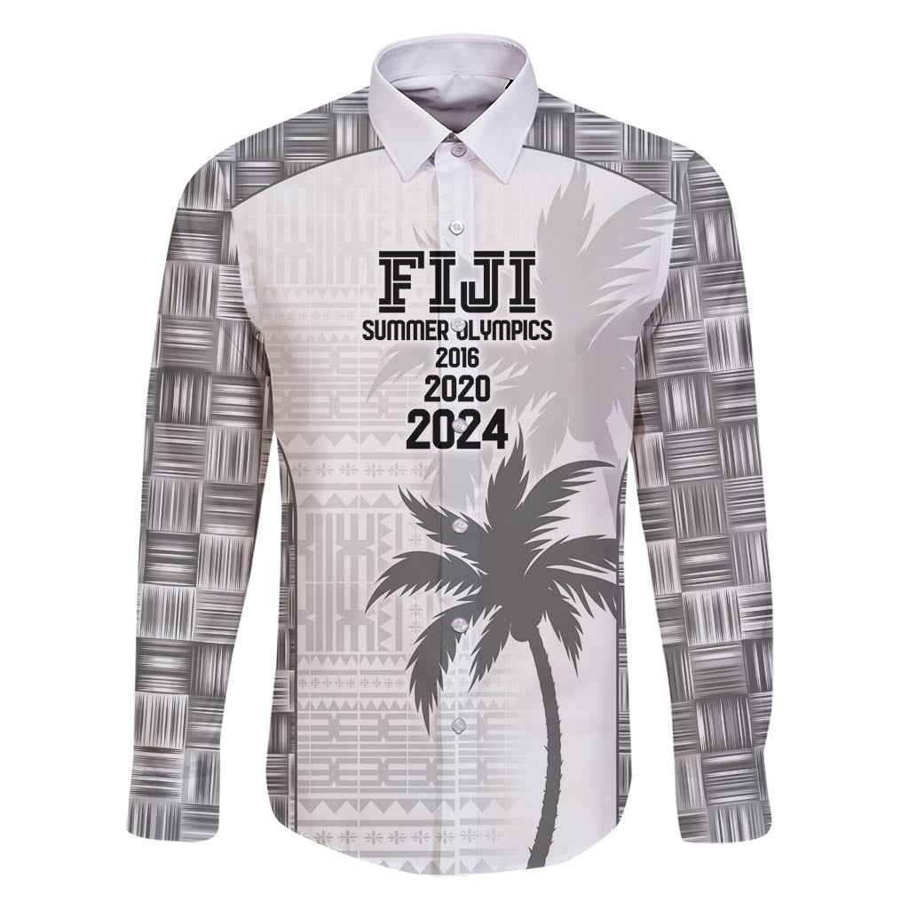 Custom Fiji Rugby Family Matching Off Shoulder Maxi Dress and Hawaiian Shirt History Champions World Cup 7s - White LT9 Dad's Shirt - Long Sleeve White - Polynesian Pride