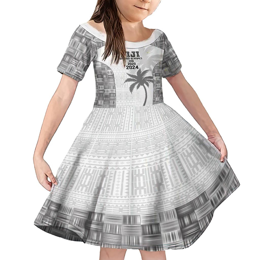 Custom Fiji Rugby Family Matching Off Shoulder Short Dress and Hawaiian Shirt History Champions World Cup 7s - White LT9 Daughter's Dress White - Polynesian Pride