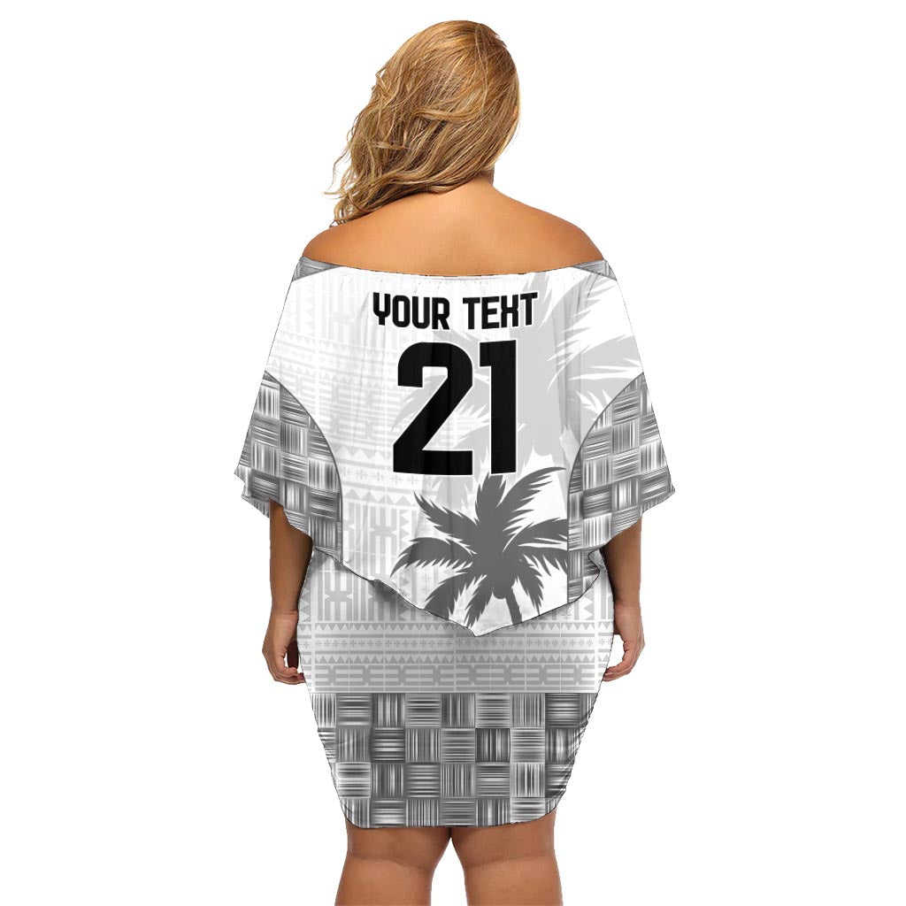 Custom Fiji Rugby Family Matching Off Shoulder Short Dress and Hawaiian Shirt History Champions World Cup 7s - White LT9 - Polynesian Pride