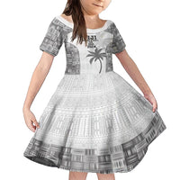 Custom Fiji Rugby Family Matching Short Sleeve Bodycon Dress and Hawaiian Shirt History Champions World Cup 7s - White LT9 Daughter's Dress White - Polynesian Pride