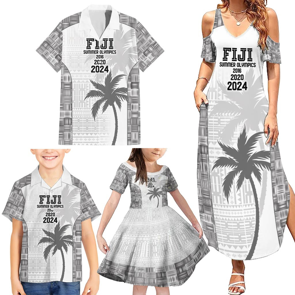 Custom Fiji Rugby Family Matching Summer Maxi Dress and Hawaiian Shirt History Champions World Cup 7s - White LT9 - Polynesian Pride