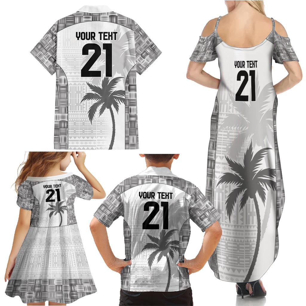 Custom Fiji Rugby Family Matching Summer Maxi Dress and Hawaiian Shirt History Champions World Cup 7s - White LT9 - Polynesian Pride