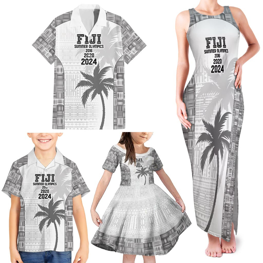 Custom Fiji Rugby Family Matching Tank Maxi Dress and Hawaiian Shirt History Champions World Cup 7s - White LT9 - Polynesian Pride