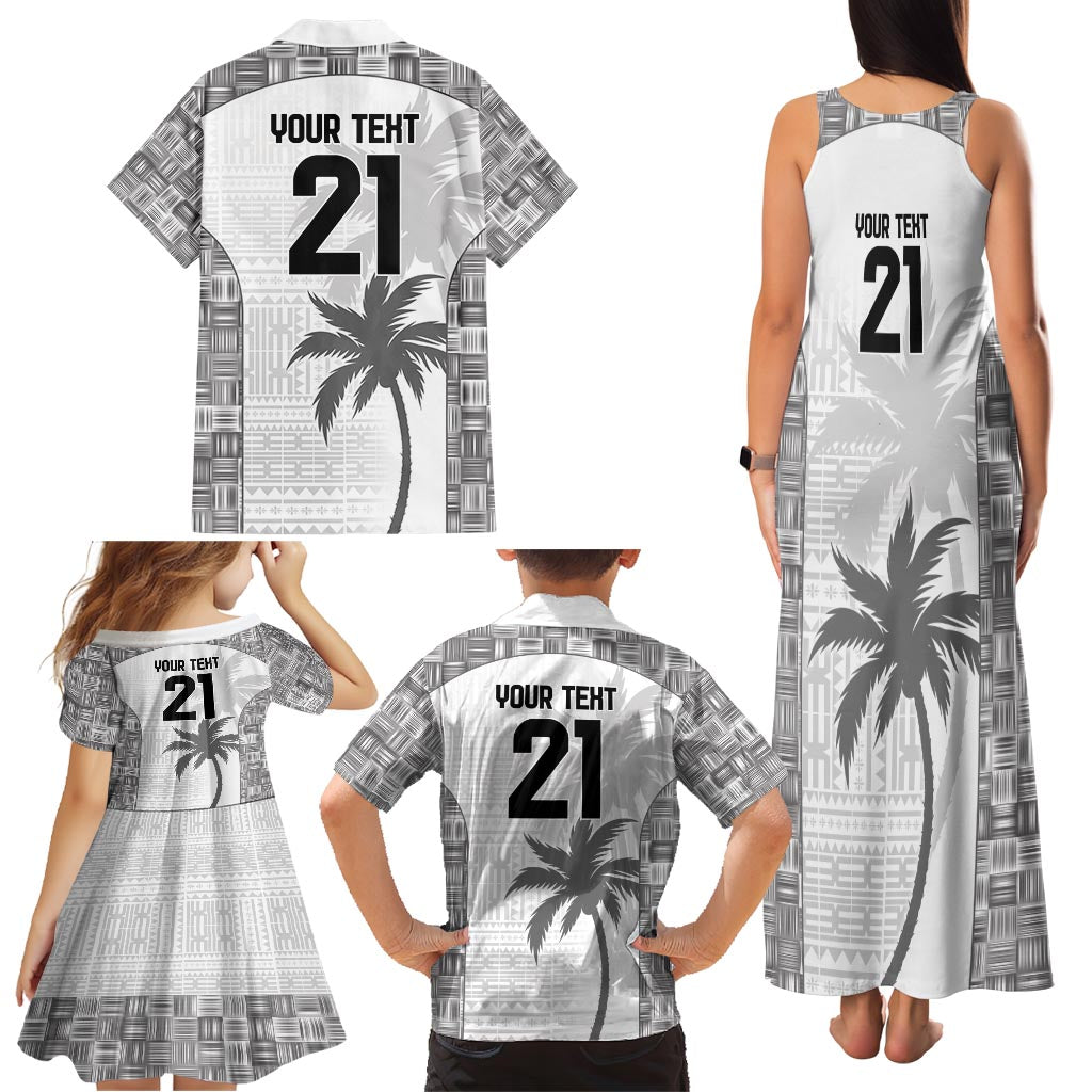Custom Fiji Rugby Family Matching Tank Maxi Dress and Hawaiian Shirt History Champions World Cup 7s - White LT9 - Polynesian Pride