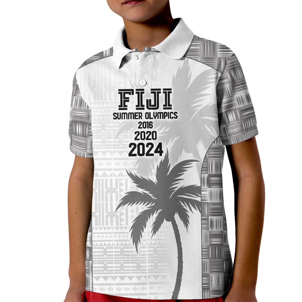 Custom Fiji Rugby Kid Polo Shirt History Champions World Cup 7s - White LT9 Kid White - Polynesian Pride