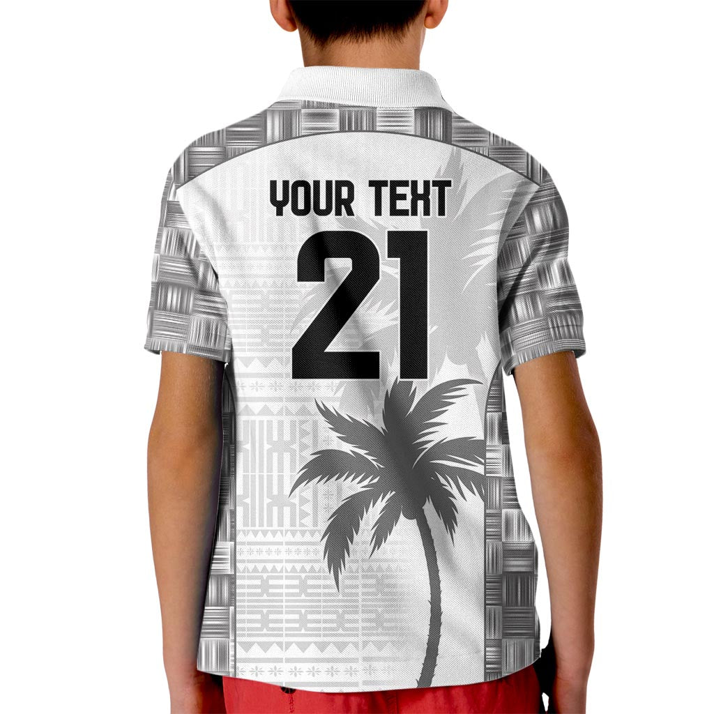 Custom Fiji Rugby Kid Polo Shirt History Champions World Cup 7s - White LT9 - Polynesian Pride