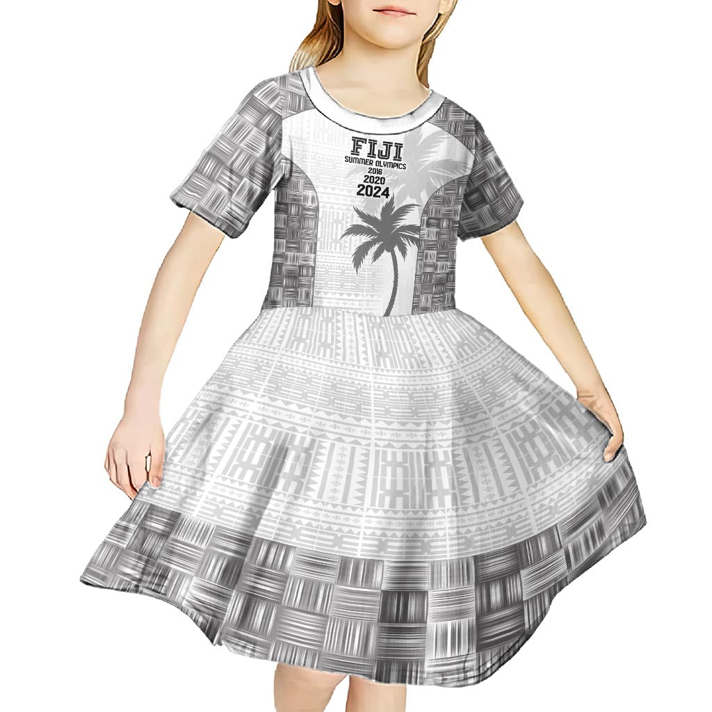 Custom Fiji Rugby Kid Short Sleeve Dress History Champions World Cup 7s - White LT9 - Polynesian Pride