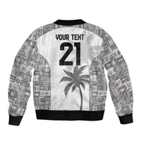 Custom Fiji Rugby Sleeve Zip Bomber Jacket History Champions World Cup 7s - White