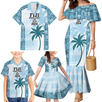Custom Fiji Rugby Family Matching Mermaid Dress and Hawaiian Shirt History Champions World Cup 7s - Bllue LT9 - Polynesian Pride