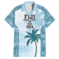 Custom Fiji Rugby Family Matching Off Shoulder Short Dress and Hawaiian Shirt History Champions World Cup 7s - Bllue LT9 Dad's Shirt - Short Sleeve Blue - Polynesian Pride