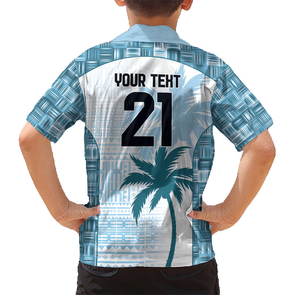Custom Fiji Rugby Family Matching Short Sleeve Bodycon Dress and Hawaiian Shirt History Champions World Cup 7s - Bllue LT9 - Polynesian Pride