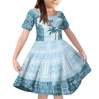 Custom Fiji Rugby Family Matching Short Sleeve Bodycon Dress and Hawaiian Shirt History Champions World Cup 7s - Bllue LT9 Daughter's Dress Blue - Polynesian Pride