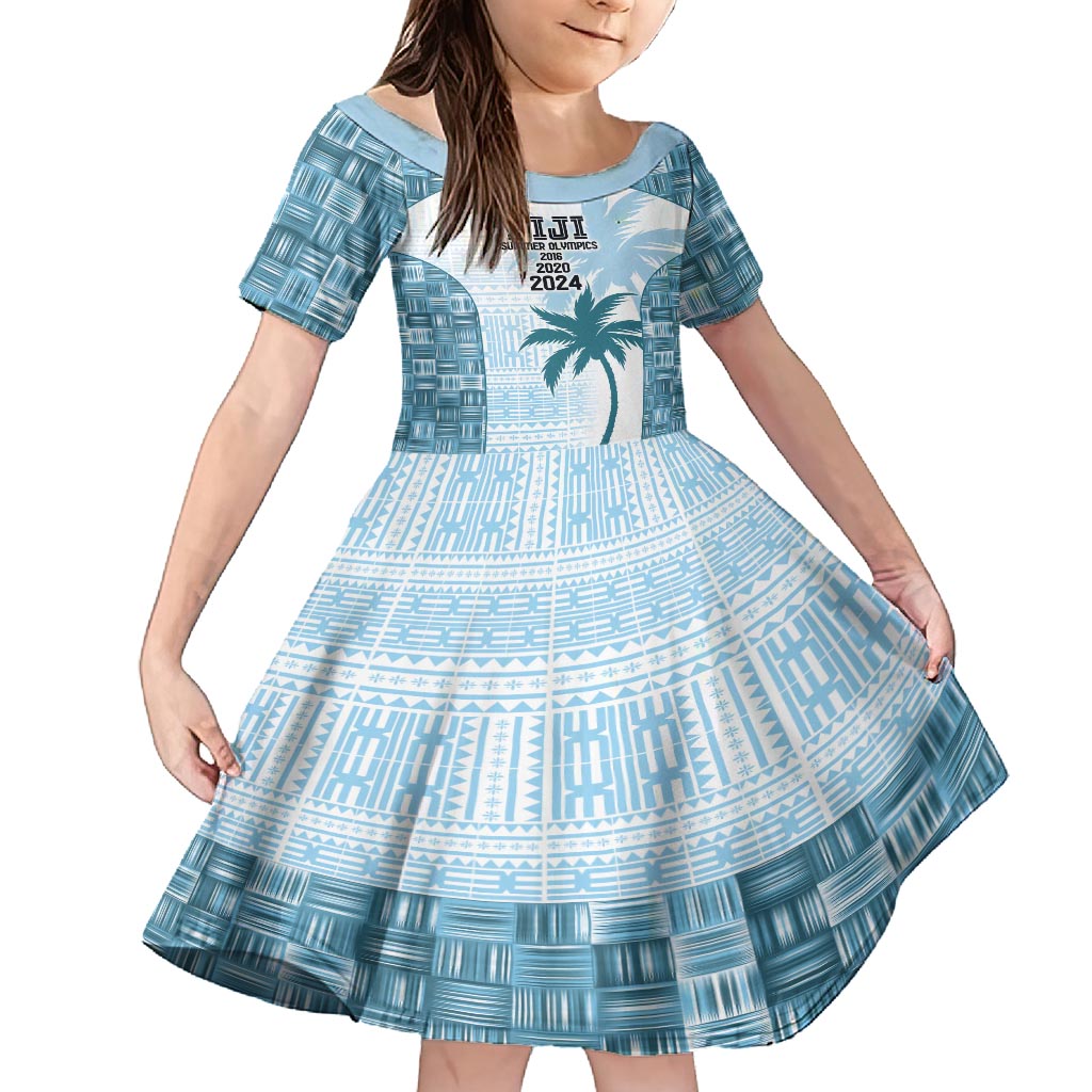 Custom Fiji Rugby Family Matching Summer Maxi Dress and Hawaiian Shirt History Champions World Cup 7s - Bllue LT9 Daughter's Dress Blue - Polynesian Pride