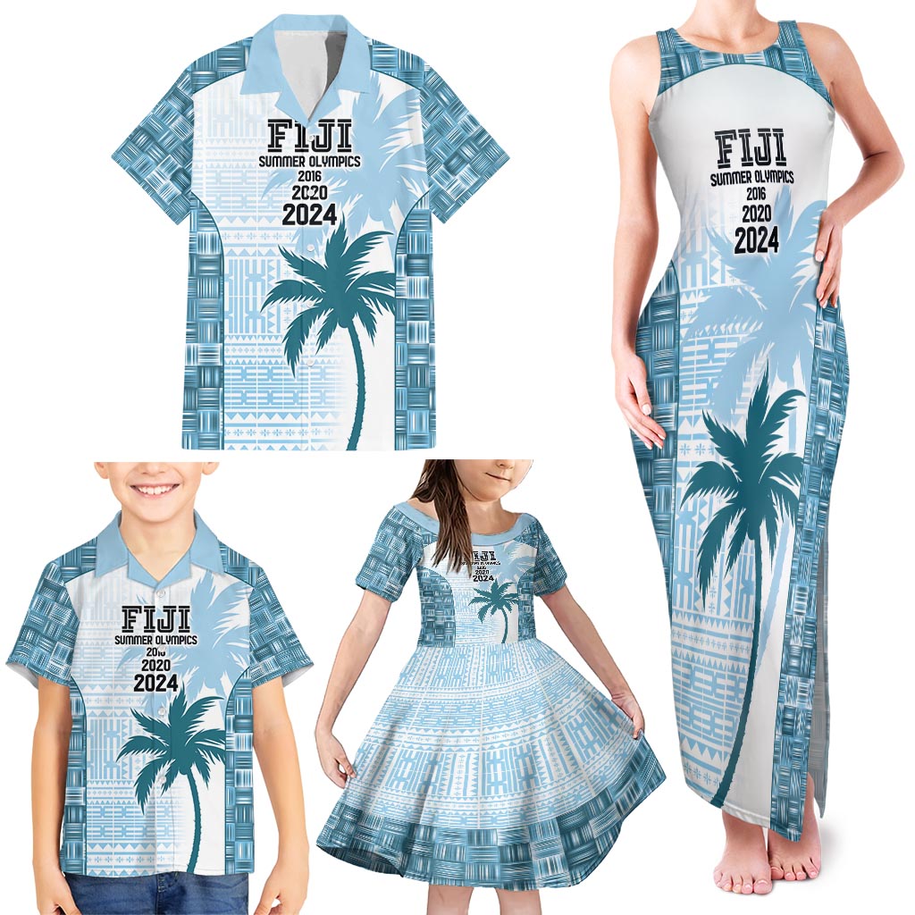 Custom Fiji Rugby Family Matching Tank Maxi Dress and Hawaiian Shirt History Champions World Cup 7s - Bllue LT9 - Polynesian Pride