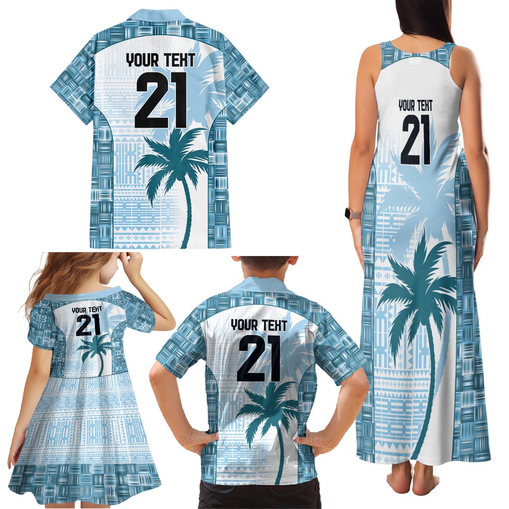 Custom Fiji Rugby Family Matching Tank Maxi Dress and Hawaiian Shirt History Champions World Cup 7s - Bllue LT9 - Polynesian Pride