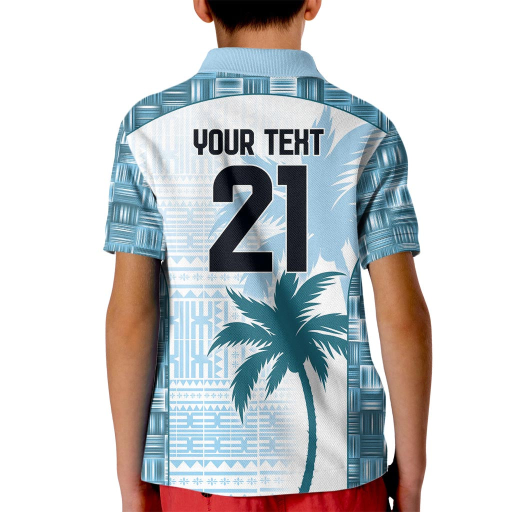 Custom Fiji Rugby Kid Polo Shirt History Champions World Cup 7s - Bllue LT9 - Polynesian Pride