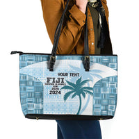 Custom Fiji Rugby Leather Tote Bag History Champions World Cup 7s - Bllue