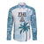 Custom Fiji Rugby Long Sleeve Button Shirt History Champions World Cup 7s - Bllue