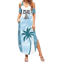 Custom Fiji Rugby Summer Maxi Dress History Champions World Cup 7s - Bllue LT9 Women Blue - Polynesian Pride