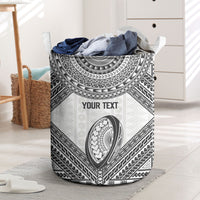Custom Rugby Fiji National Heritage Laundry Basket White Traditional Masi Inspired