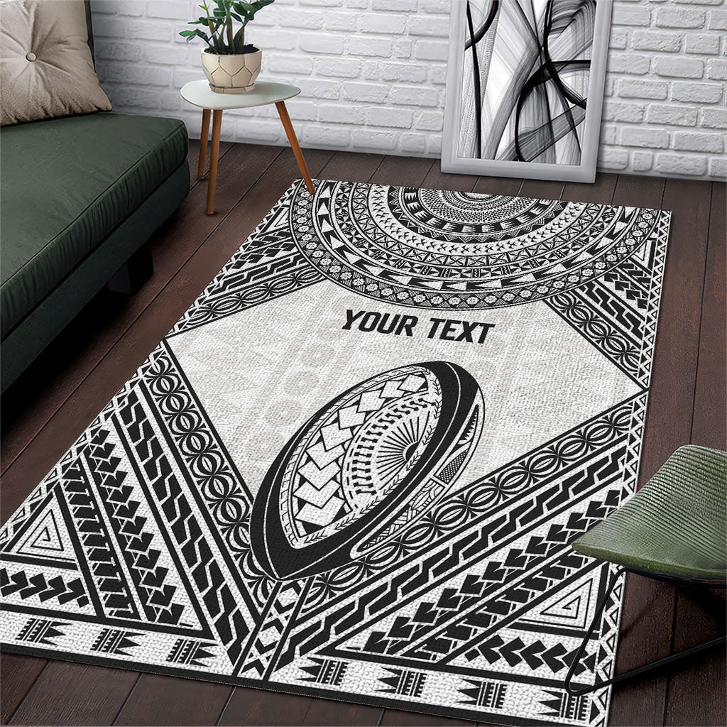 Custom Rugby Fiji National Heritage Area Rug White Traditional Masi Inspired LT9 White - Polynesian Pride