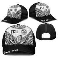 Personalised Rugby Fiji National Heritage Baseball Net Cap White Traditional Masi Inspired