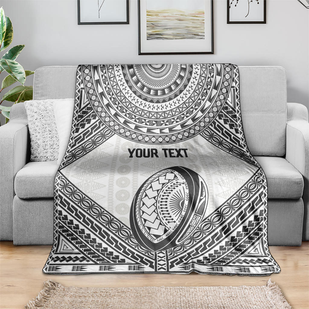 Custom Rugby Fiji National Heritage Blanket White Traditional Masi Inspired