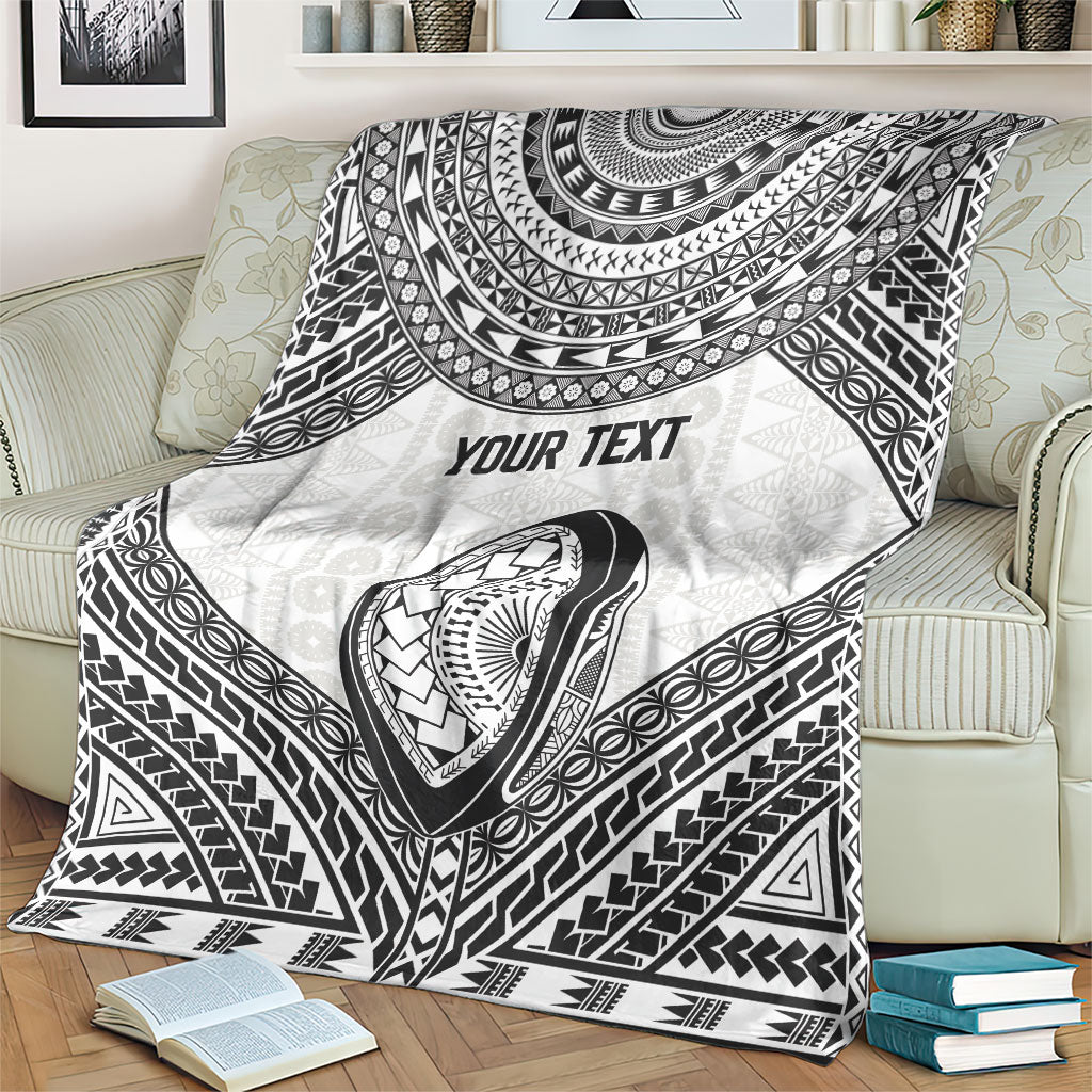 Custom Rugby Fiji National Heritage Blanket White Traditional Masi Inspired