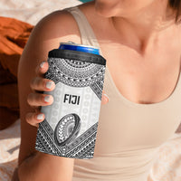 Custom Rugby Fiji National Heritage 4 in 1 Can Cooler Tumbler White Traditional Masi Inspired