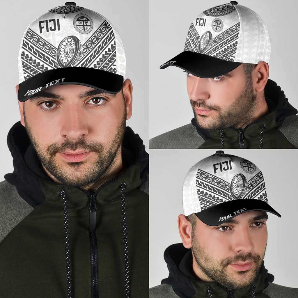 Personalised Rugby Fiji National Heritage Classic Cap White Traditional Masi Inspired