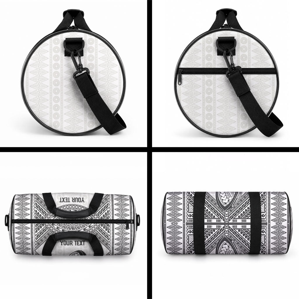 Custom Rugby Fiji National Heritage Duffle Bag White Traditional Masi Inspired LT9 - Polynesian Pride