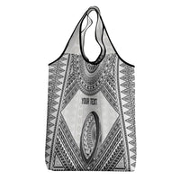 Custom Rugby Fiji National Heritage Grocery Bag White Traditional Masi Inspired