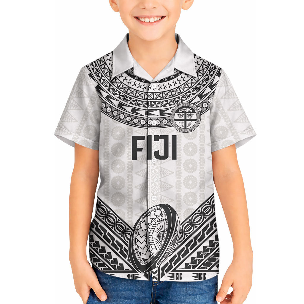 Custom Rugby Fiji National Heritage Hawaiian Shirt White Traditional Masi Inspired