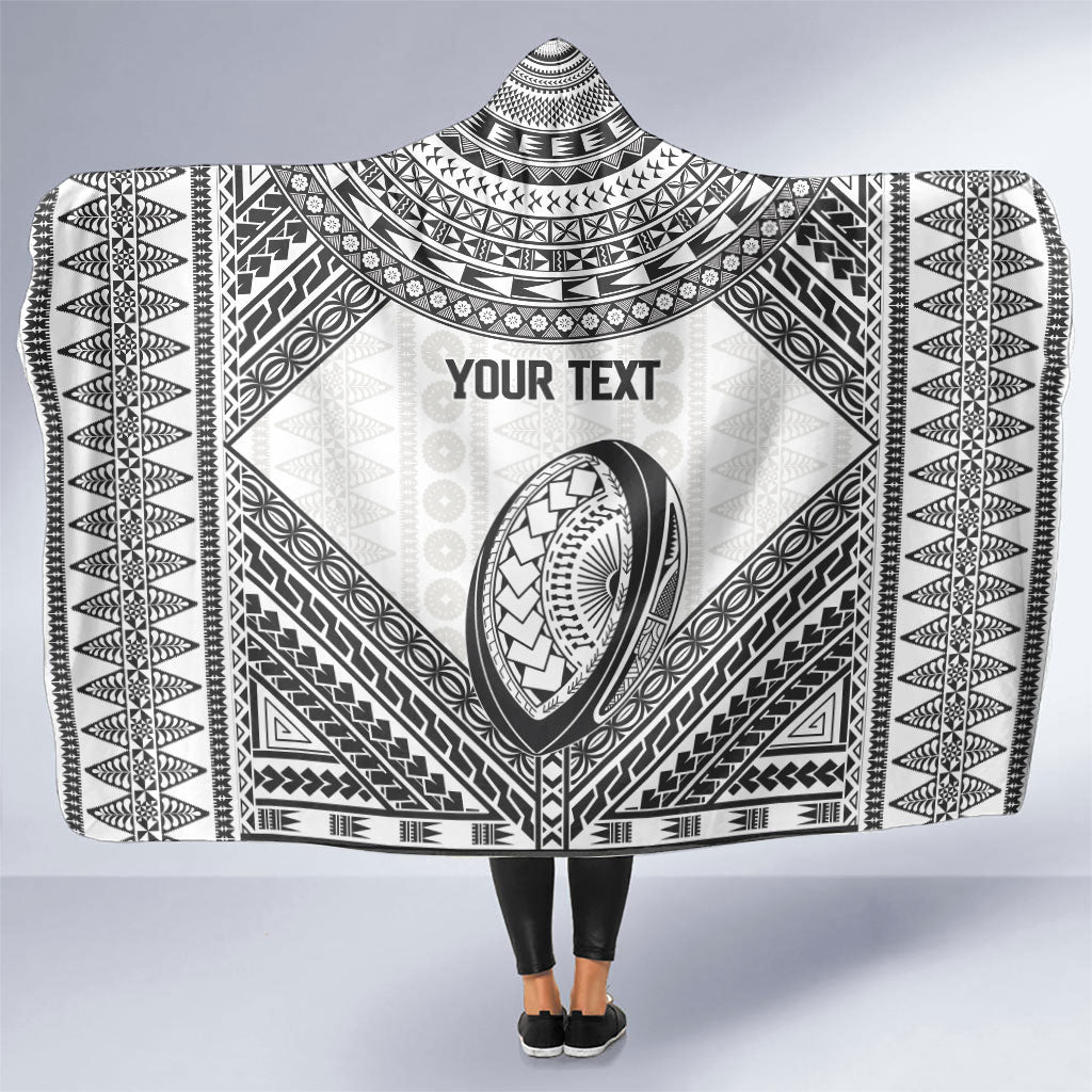 Custom Rugby Fiji National Heritage Hooded Blanket White Traditional Masi Inspired