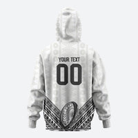 Custom Rugby Fiji National Heritage Hoodie White Traditional Masi Inspired