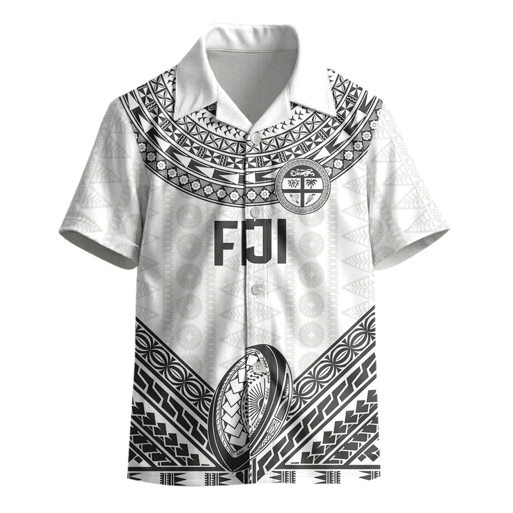 Custom Rugby Fiji National Heritage Kid Hawaiian Shirt White Traditional Masi Inspired