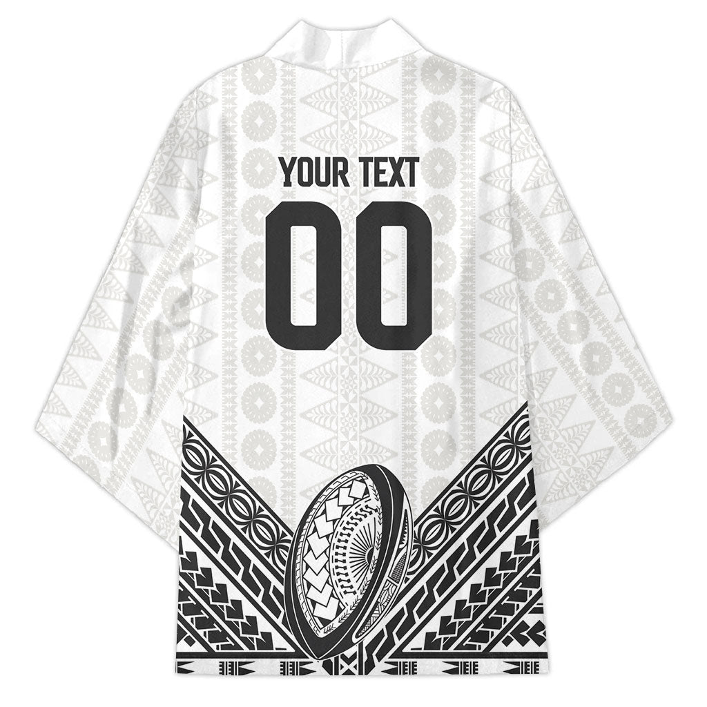 Custom Rugby Fiji National Heritage Kimono White Traditional Masi Inspired