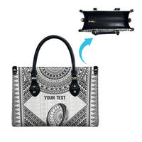 Custom Rugby Fiji National Heritage Leather Bag White Traditional Masi Inspired